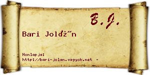 Bari Jolán névjegykártya